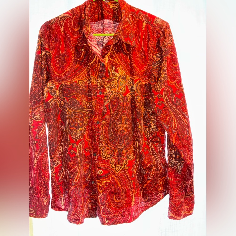 Chaps Red Paisley Button Down Shirt